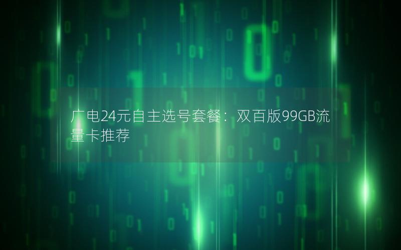 广电24元自主选号套餐：双百版99GB流量卡推荐