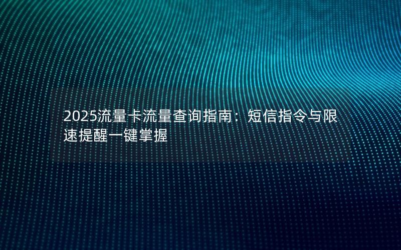 2025流量卡流量查询指南：短信指令与限速提醒一键掌握