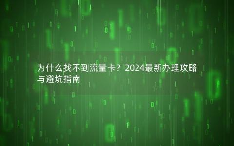 为什么找不到流量卡？2024最新办理攻略与避坑指南