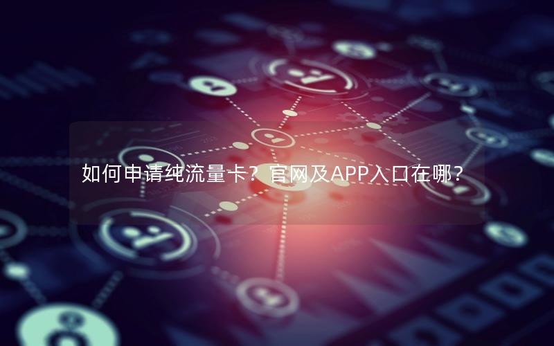 如何申请纯流量卡？官网及APP入口在哪？