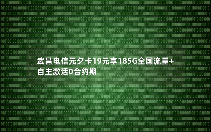 武昌电信元夕卡19元享185G全国流量+自主激活0合约期