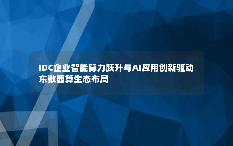 IDC企业智能算力跃升与AI应用创新驱动东数西算生态布局