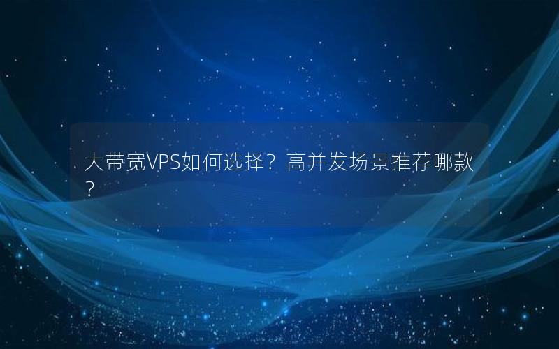 大带宽VPS如何选择？高并发场景推荐哪款？