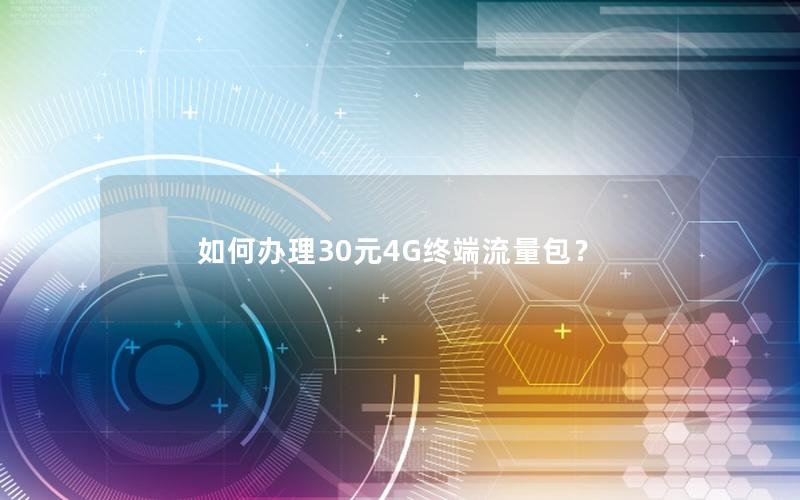 如何办理30元4G终端流量包？