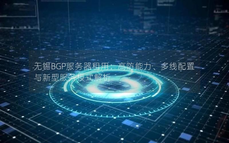 无锡BGP服务器租用：高防能力、多线配置与新型服务模式解析