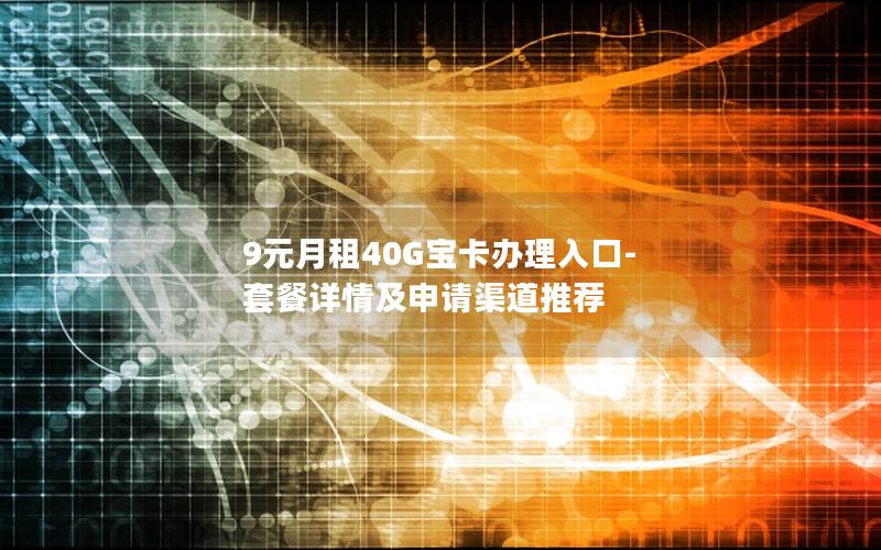 9元月租40G宝卡办理入口-套餐详情及申请渠道推荐