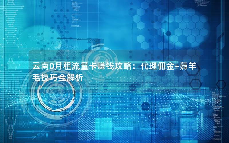 云南0月租流量卡赚钱攻略：代理佣金+薅羊毛技巧全解析