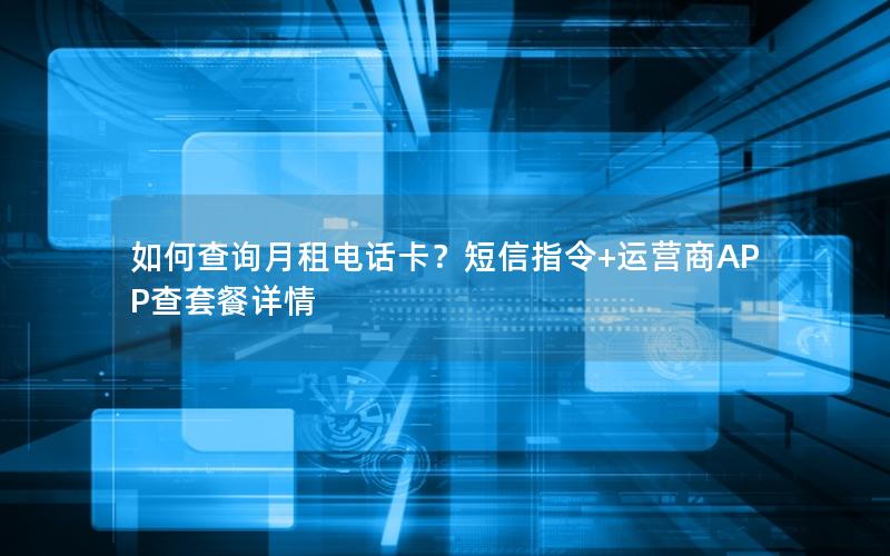 如何查询月租电话卡？短信指令+运营商APP查套餐详情