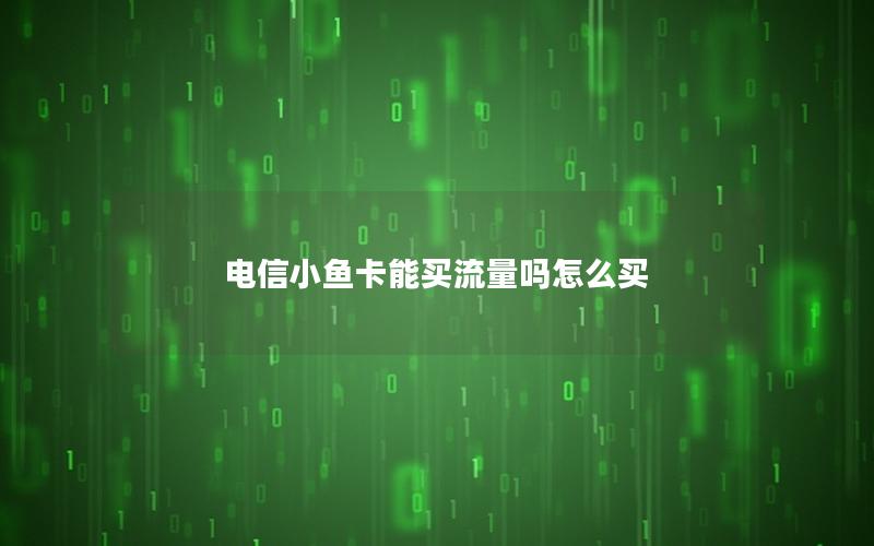 电信小鱼卡能买流量吗怎么买