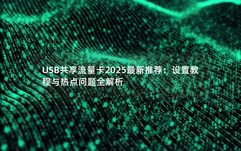 USB共享流量卡2025最新推荐：设置教程与热点问题全解析