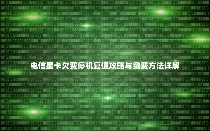 电信星卡欠费停机复通攻略与缴费方法详解