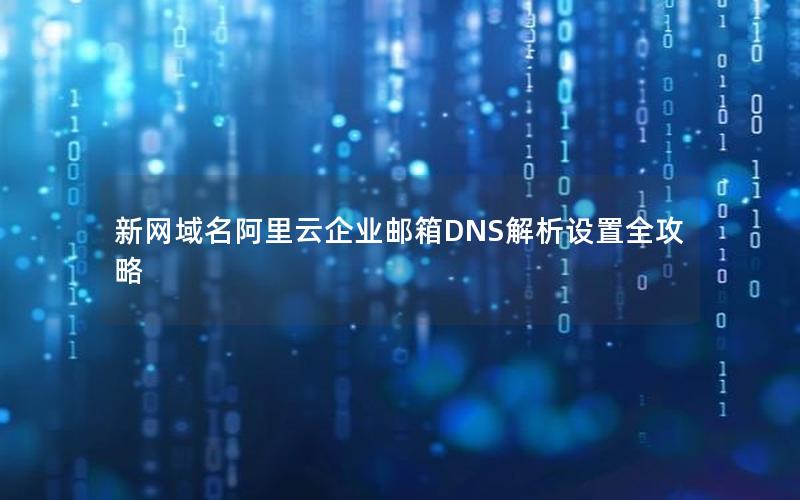 新网域名阿里云企业邮箱DNS解析设置全攻略