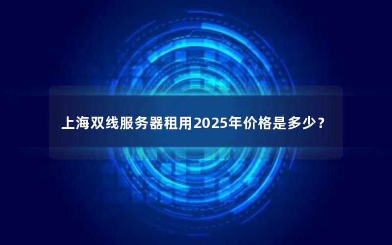 上海双线服务器租用2025年价格是多少？