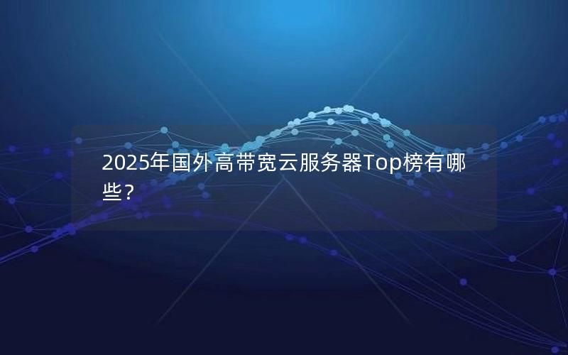 2025年国外高带宽云服务器Top榜有哪些？