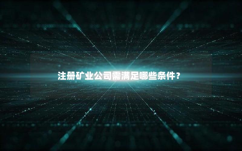 注册矿业公司需满足哪些条件？