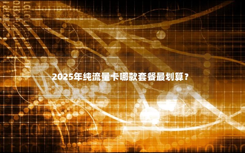 2025年纯流量卡哪款套餐最划算？