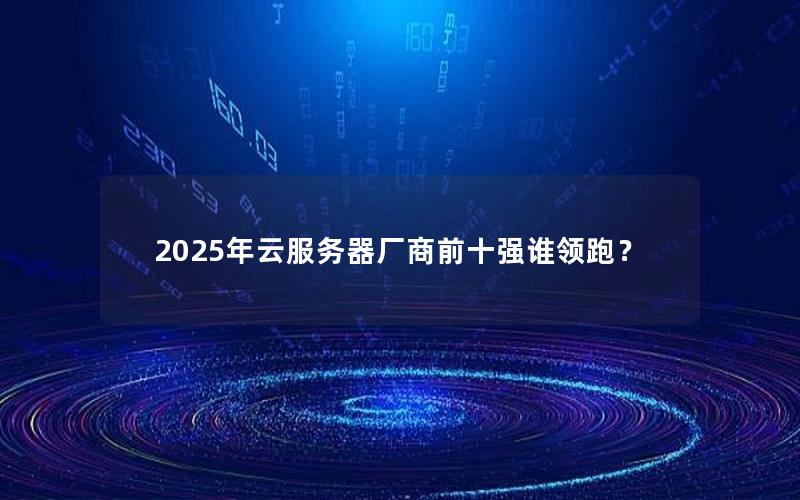 2025年云服务器厂商前十强谁领跑？