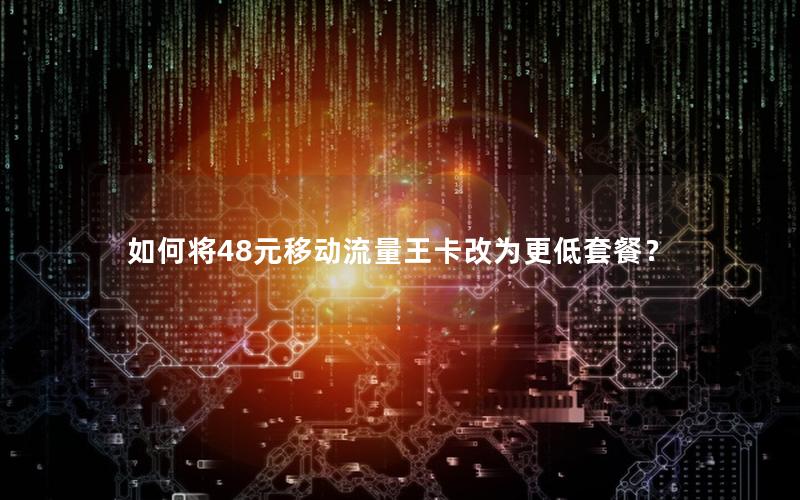 如何将48元移动流量王卡改为更低套餐？