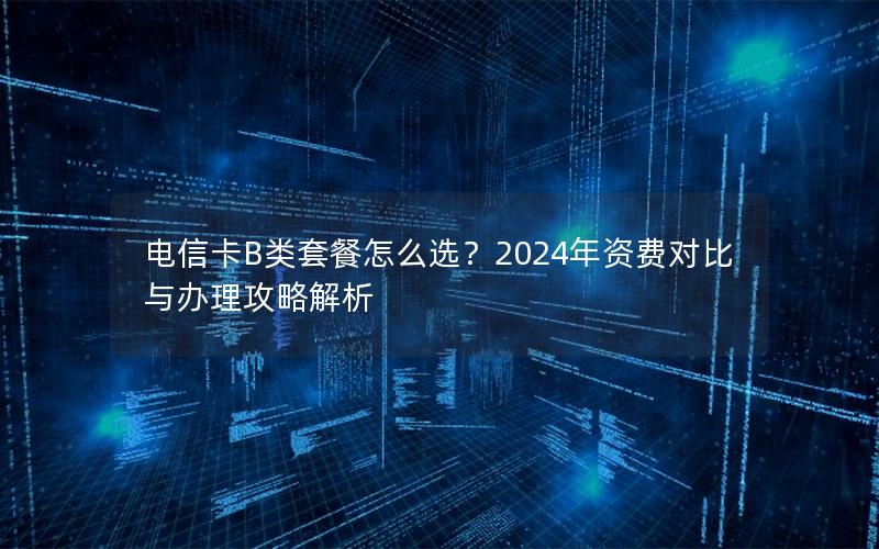 电信卡B类套餐怎么选？2024年资费对比与办理攻略解析