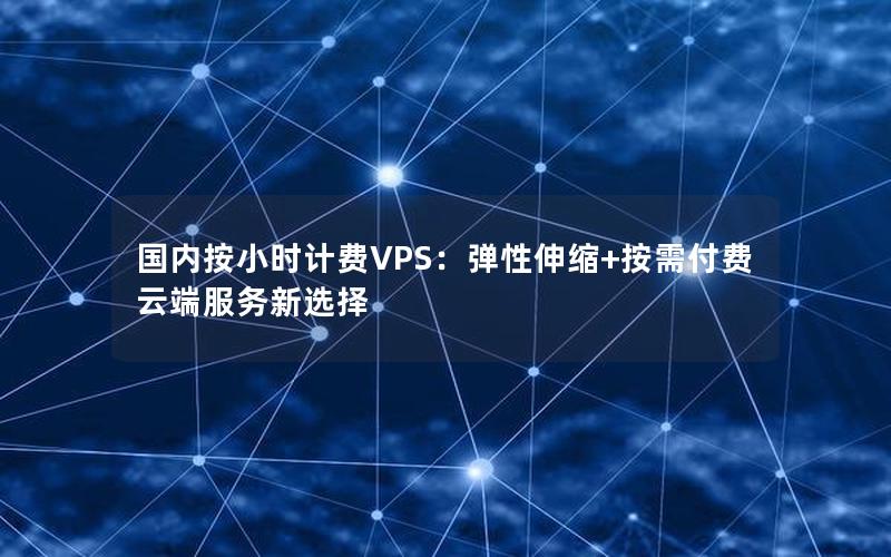 国内按小时计费VPS：弹性伸缩+按需付费云端服务新选择