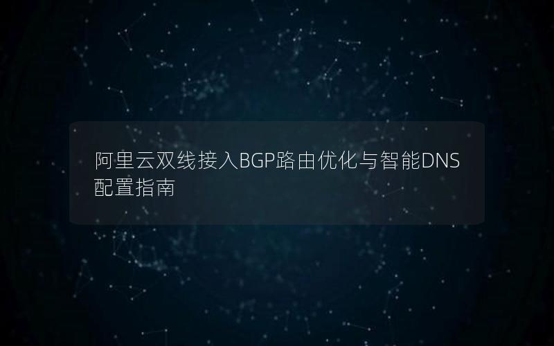 阿里云双线接入BGP路由优化与智能DNS配置指南