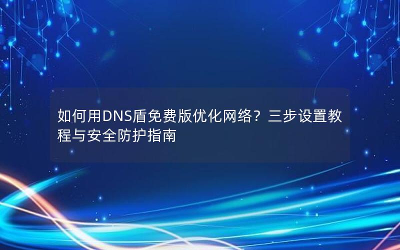 如何用DNS盾免费版优化网络？三步设置教程与安全防护指南