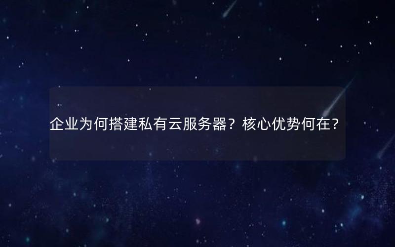 企业为何搭建私有云服务器？核心优势何在？