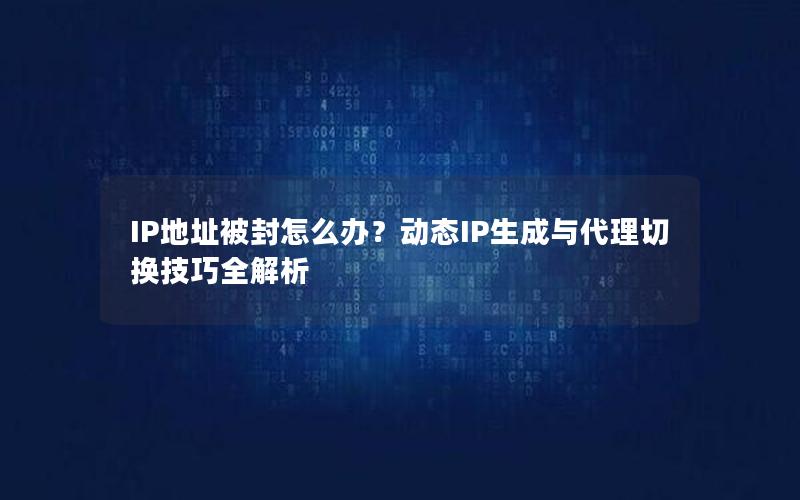 IP地址被封怎么办？动态IP生成与代理切换技巧全解析