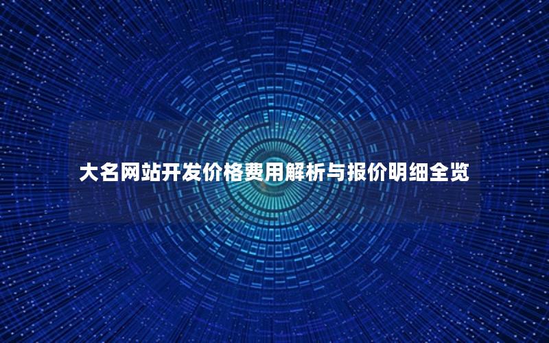 大名网站开发价格费用解析与报价明细全览