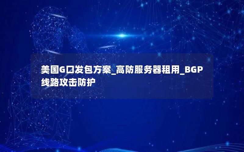 美国G口发包方案_高防服务器租用_BGP线路攻击防护