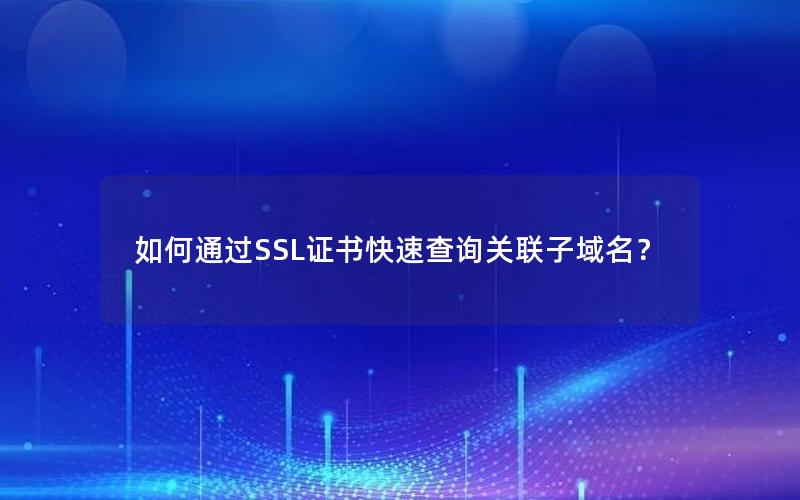 如何通过SSL证书快速查询关联子域名？