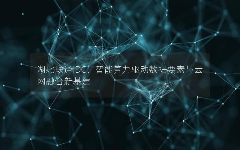 湖北联通IDC：智能算力驱动数据要素与云网融合新基建