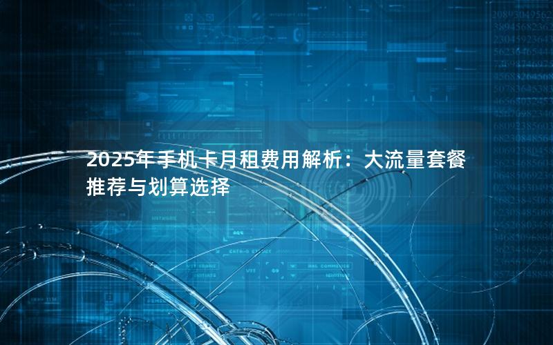 2025年手机卡月租费用解析：大流量套餐推荐与划算选择