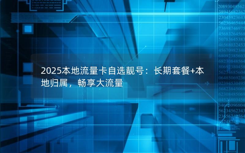 2025本地流量卡自选靓号：长期套餐+本地归属，畅享大流量