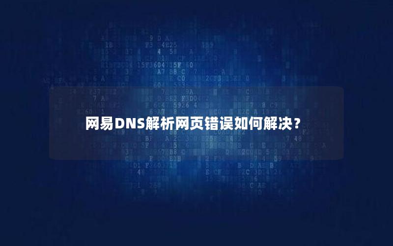 网易DNS解析网页错误如何解决？