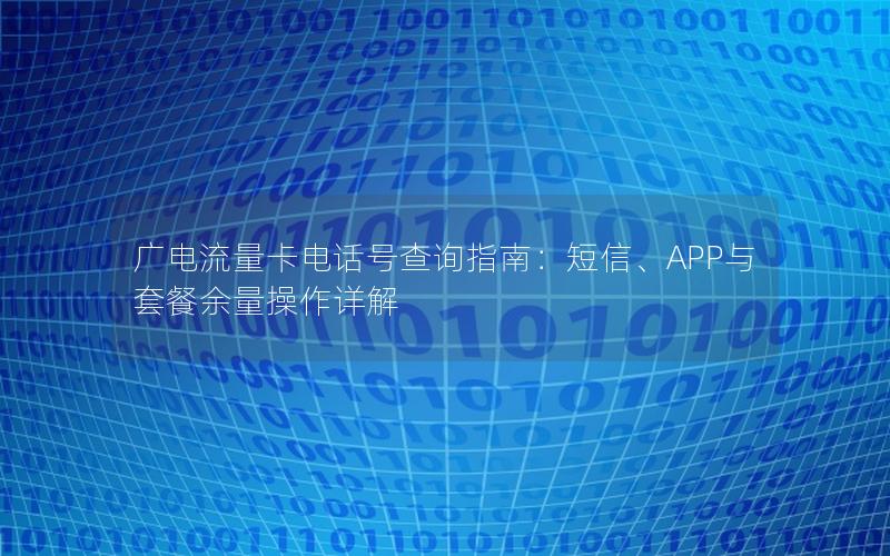 广电流量卡电话号查询指南：短信、APP与套餐余量操作详解