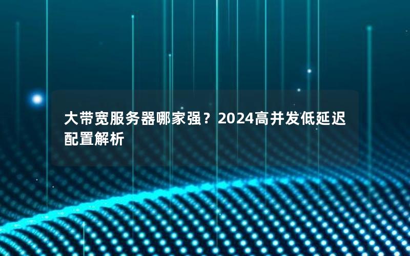 大带宽服务器哪家强？2024高并发低延迟配置解析