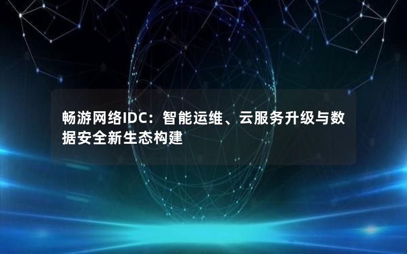 畅游网络IDC：智能运维、云服务升级与数据安全新生态构建