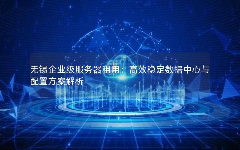 无锡企业级服务器租用：高效稳定数据中心与配置方案解析