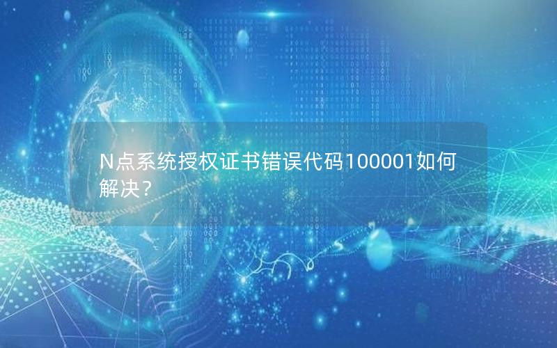 N点系统授权证书错误代码100001如何解决？