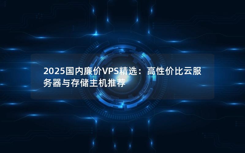 2025国内廉价VPS精选：高性价比云服务器与存储主机推荐