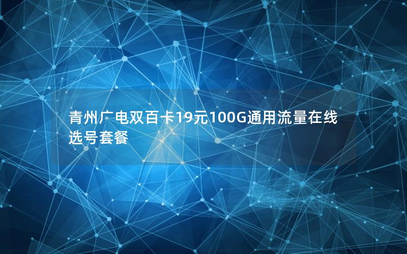 青州广电双百卡19元100G通用流量在线选号套餐