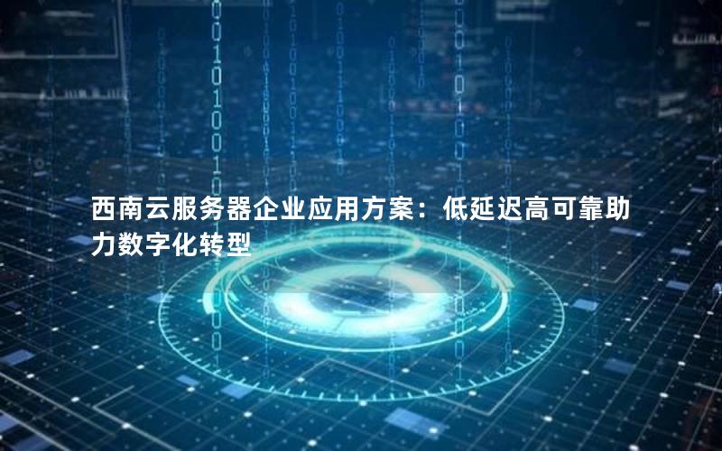 西南云服务器企业应用方案：低延迟高可靠助力数字化转型