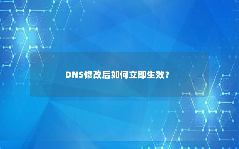 DNS修改后如何立即生效？