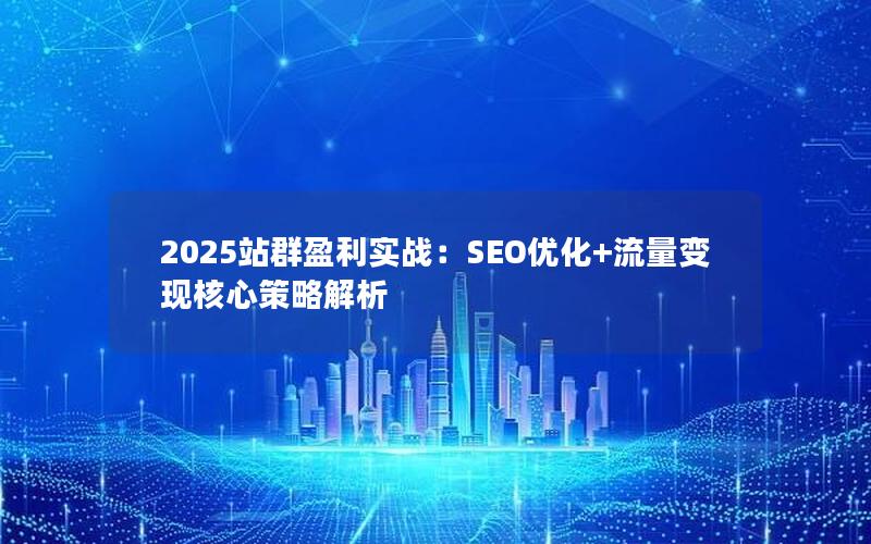 2025站群盈利实战：SEO优化+流量变现核心策略解析