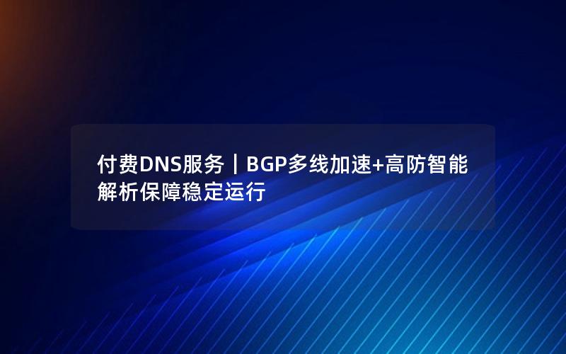 付费DNS服务｜BGP多线加速+高防智能解析保障稳定运行