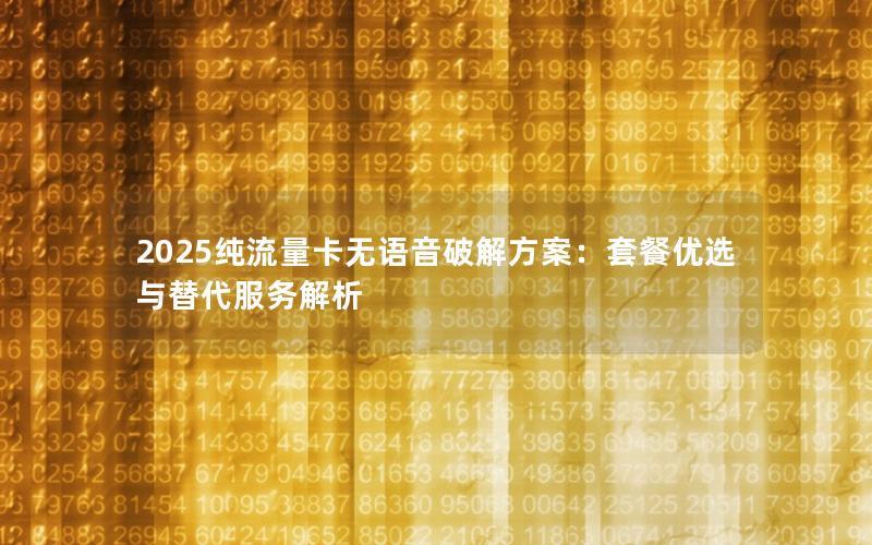 2025纯流量卡无语音破解方案：套餐优选与替代服务解析