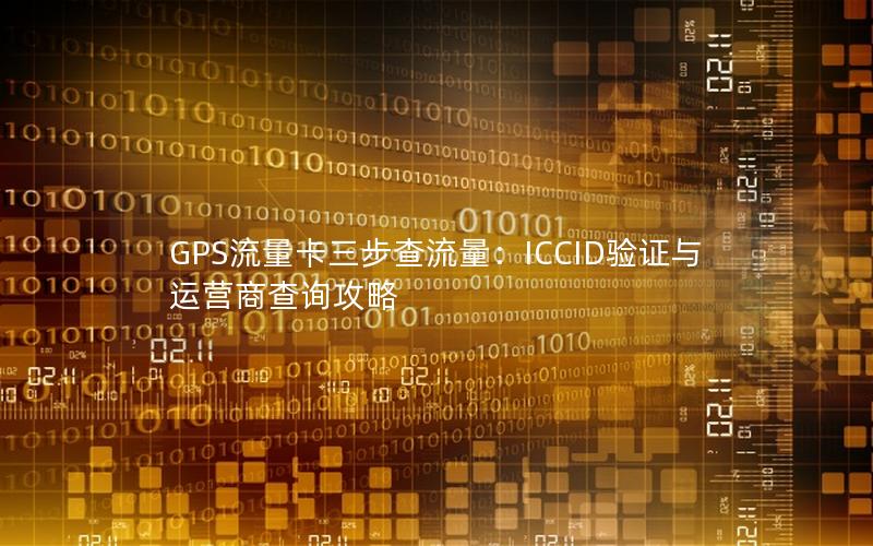 GPS流量卡三步查流量：ICCID验证与运营商查询攻略