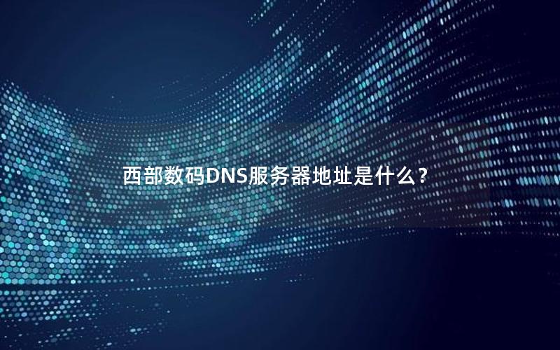 西部数码DNS服务器地址是什么？