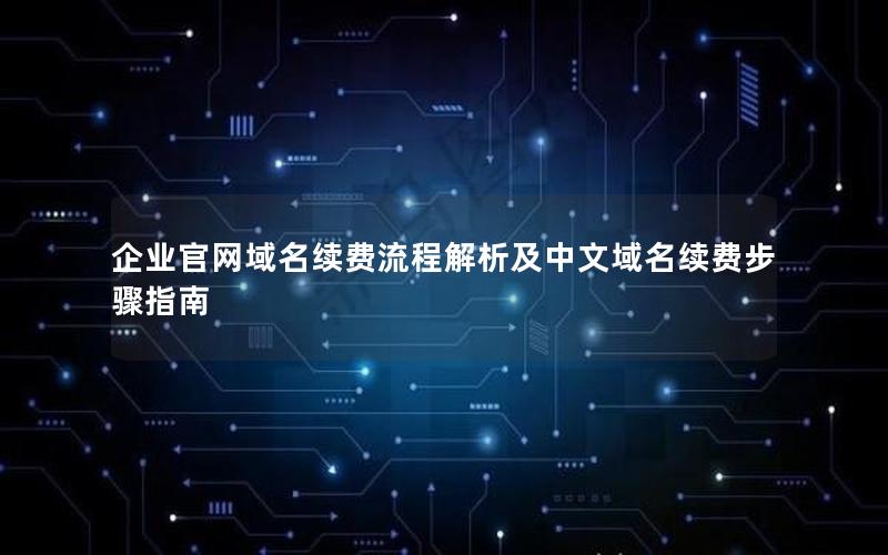 企业官网域名续费流程解析及中文域名续费步骤指南